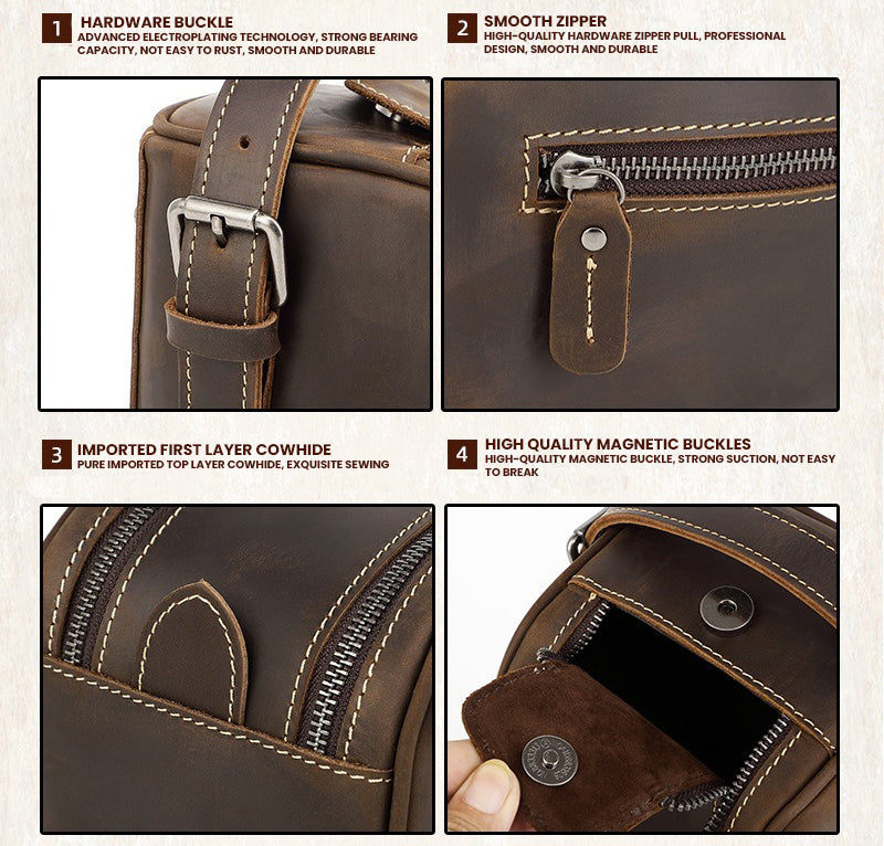 The Elvionox™ ProX Hand Bag by Camel Mountain – 2L Genuine Leather Travel Organizer