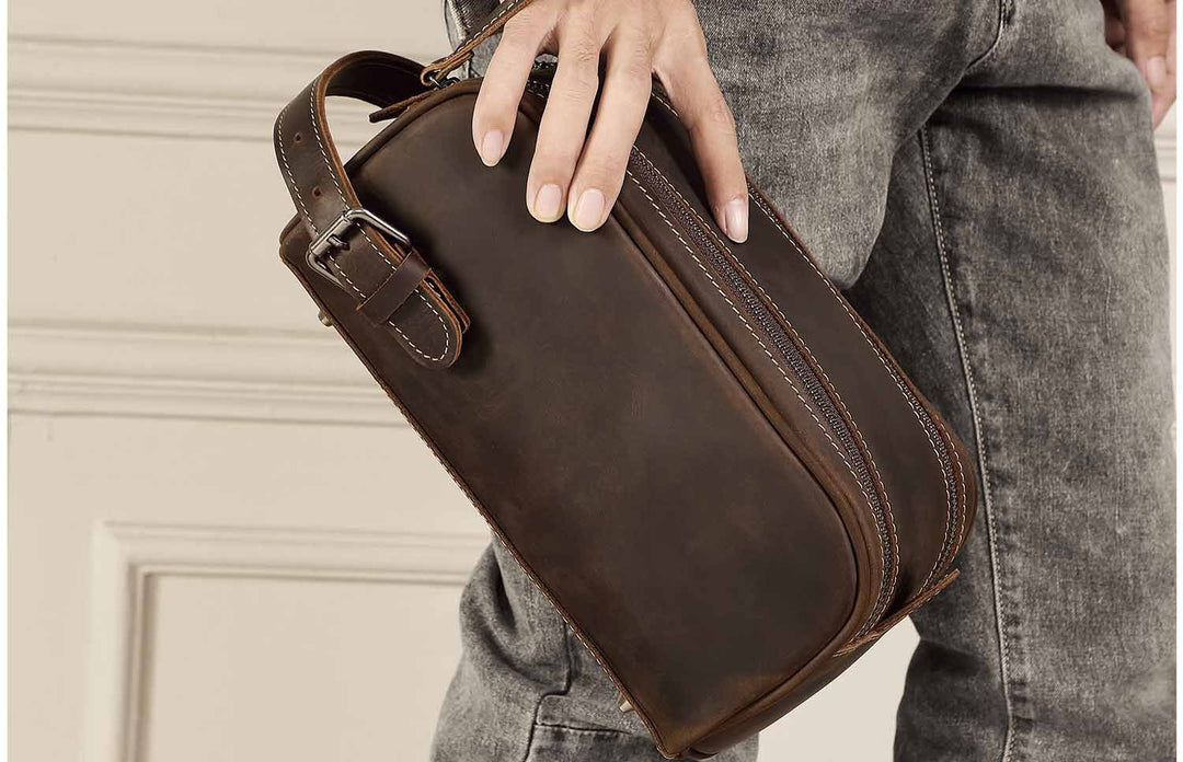 The Elvionox™ ProX Hand Bag by Camel Mountain – 2L Genuine Leather Travel Organizer