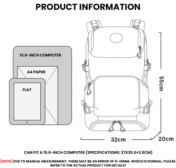 The Velanthor™ Ultra Backpack by Camel Mountain – 35L, Fits 16" Laptop