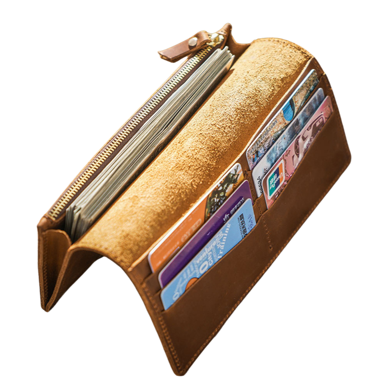 The Oryvenis™ Prestige Wallet by Camel Mountain – 0.42L Genuine Leather Zipper Wallet