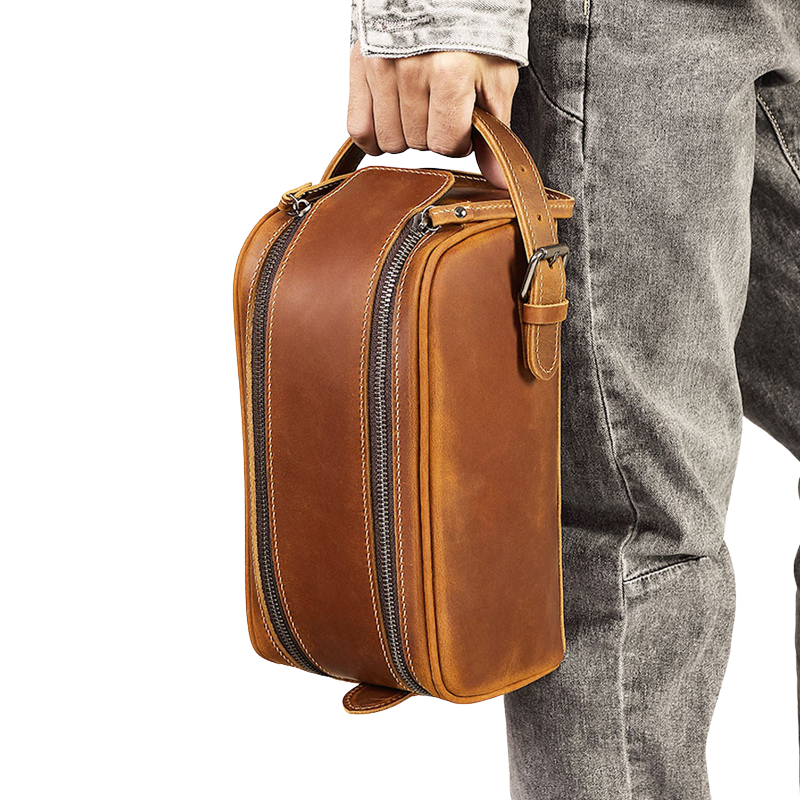 The Elvionox™ ProX Hand Bag by Camel Mountain – 2L Genuine Leather Travel Organizer