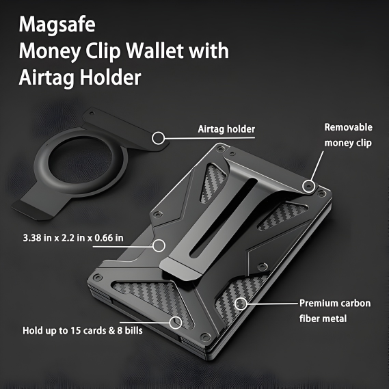The Zayliron™ ProX Wallet by Camel Mountain – 0.08L, Ultra-Slim Magnetic Metal Wallet