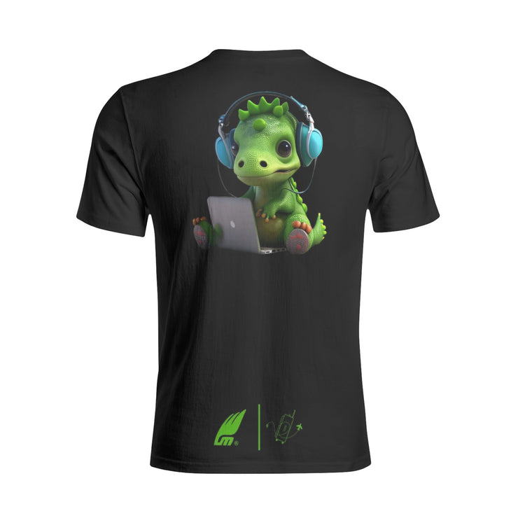 T-shirts of Cute Baby Dinosaur With Headphone Listening To Music