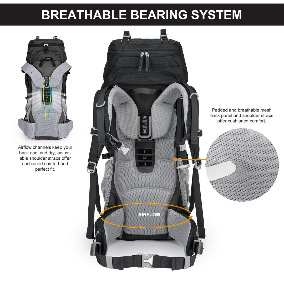adventuridge 70l hiking backpack The Mountaineer 70L Hiking Camping Backpack Waterproof Backpack Gray