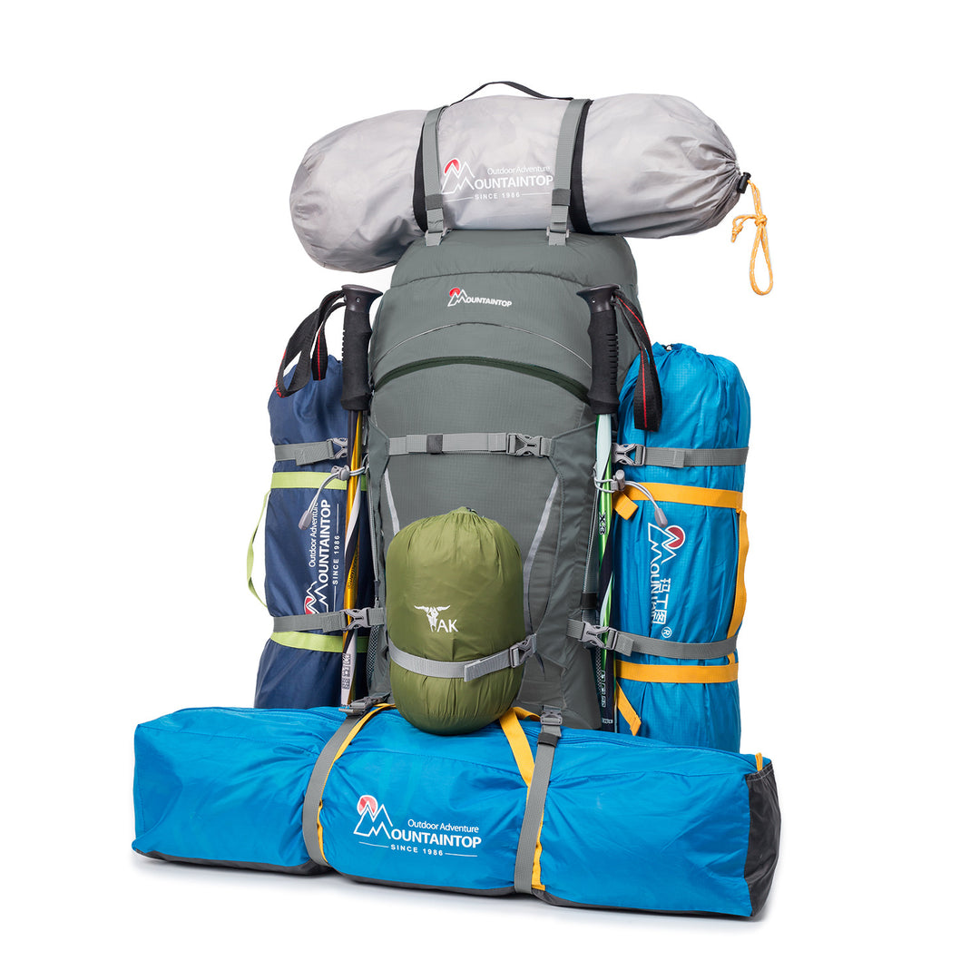 belk hiking backpack The Mountaineer 70L Hiking Camping Backpack Waterproof Backpack Gray