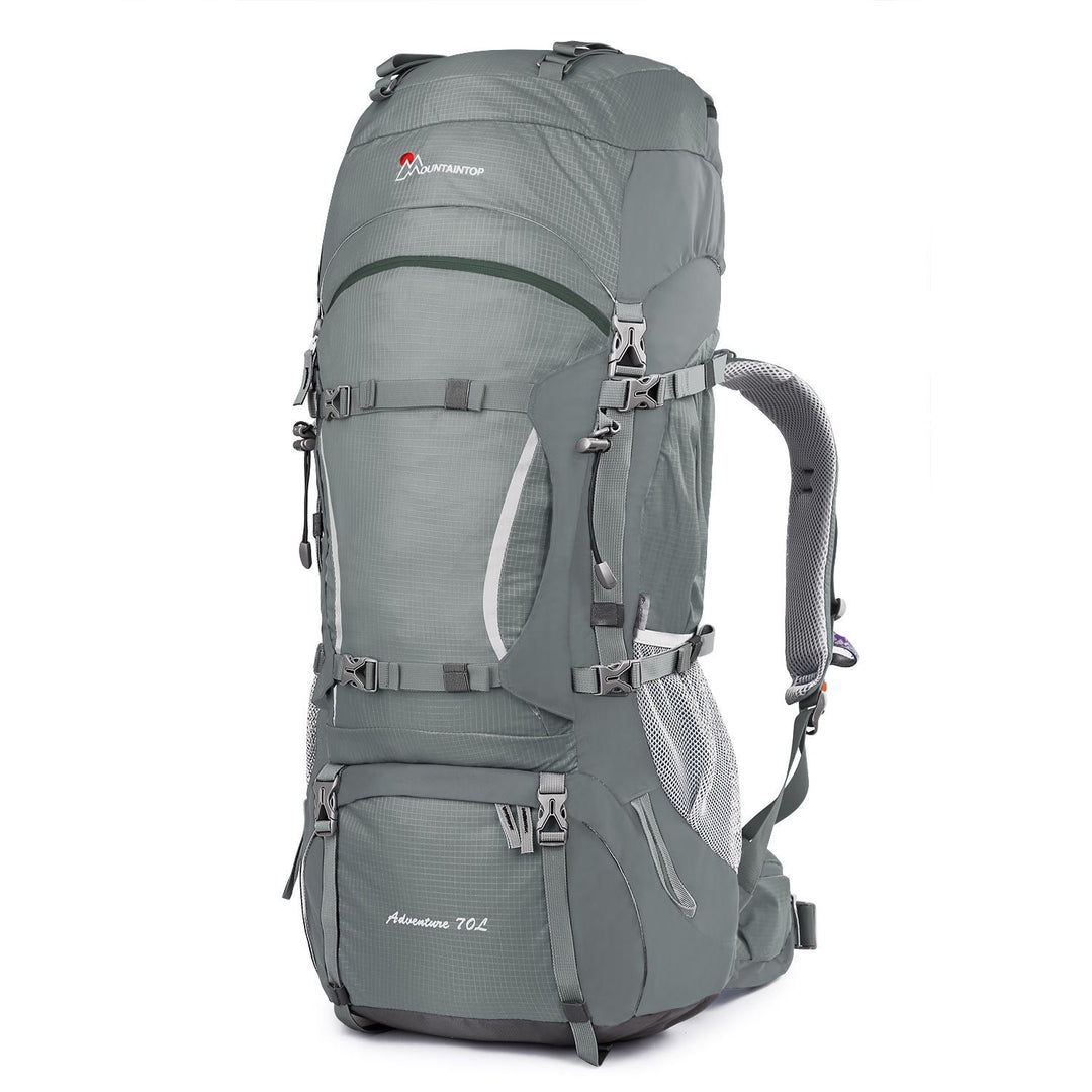 The Mountaineer 70L Hiking Camping Backpack Waterproof Backpack Gray The Mountaineer 70L Hiking Camping Backpack Waterproof Backpack Gray