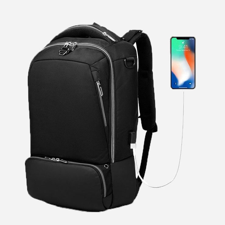 USB charging black business backpack