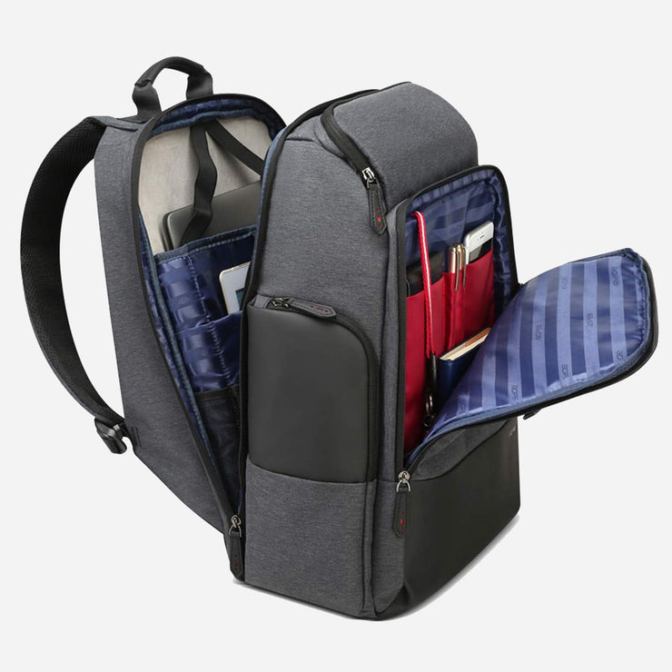 Spacious black business travel backpack