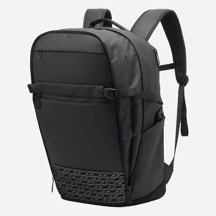 Expandable black business travel backpack
