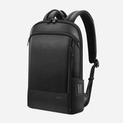 Leather black business backpack